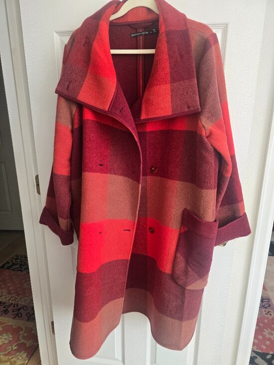 Gudrun Sjoden Jackets & Blazers - Gudrun Sjoden Orange Block Pattern Wool Coat XL Like New